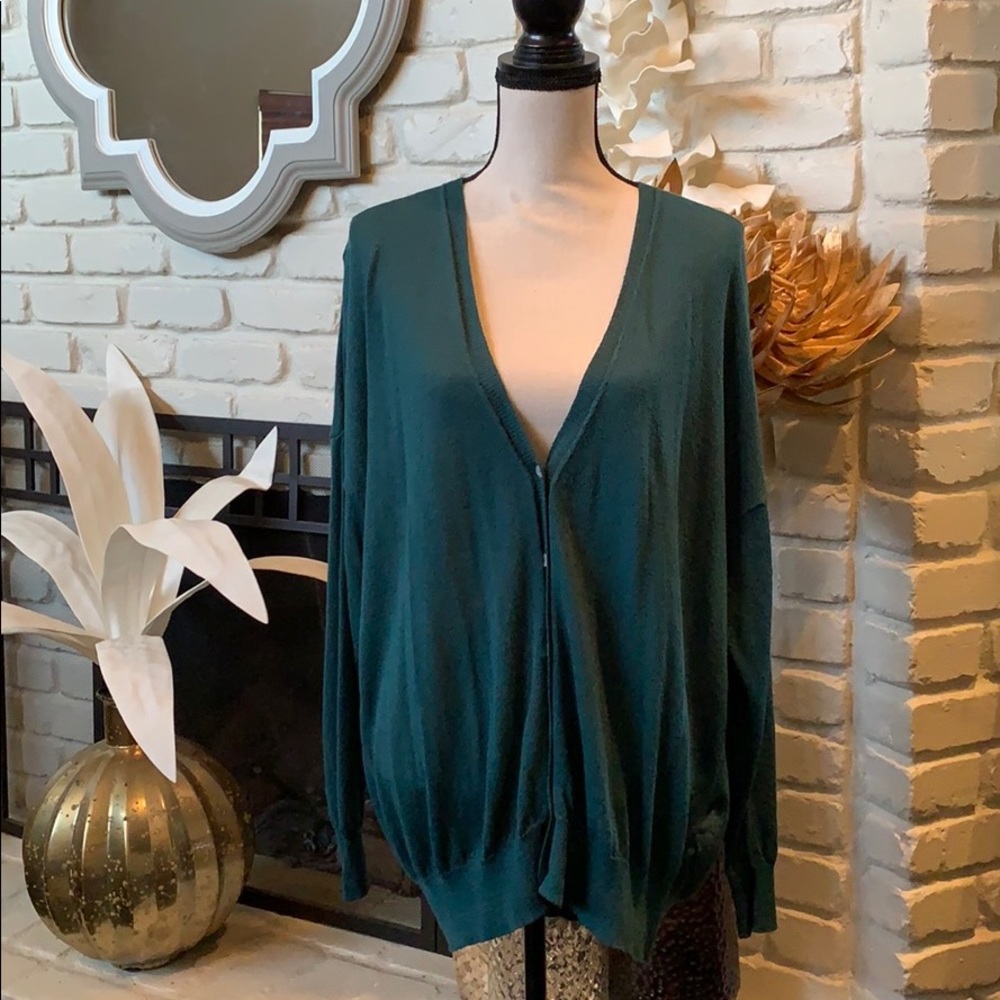 ZARA gorgeous emerald color cardigan sweater!